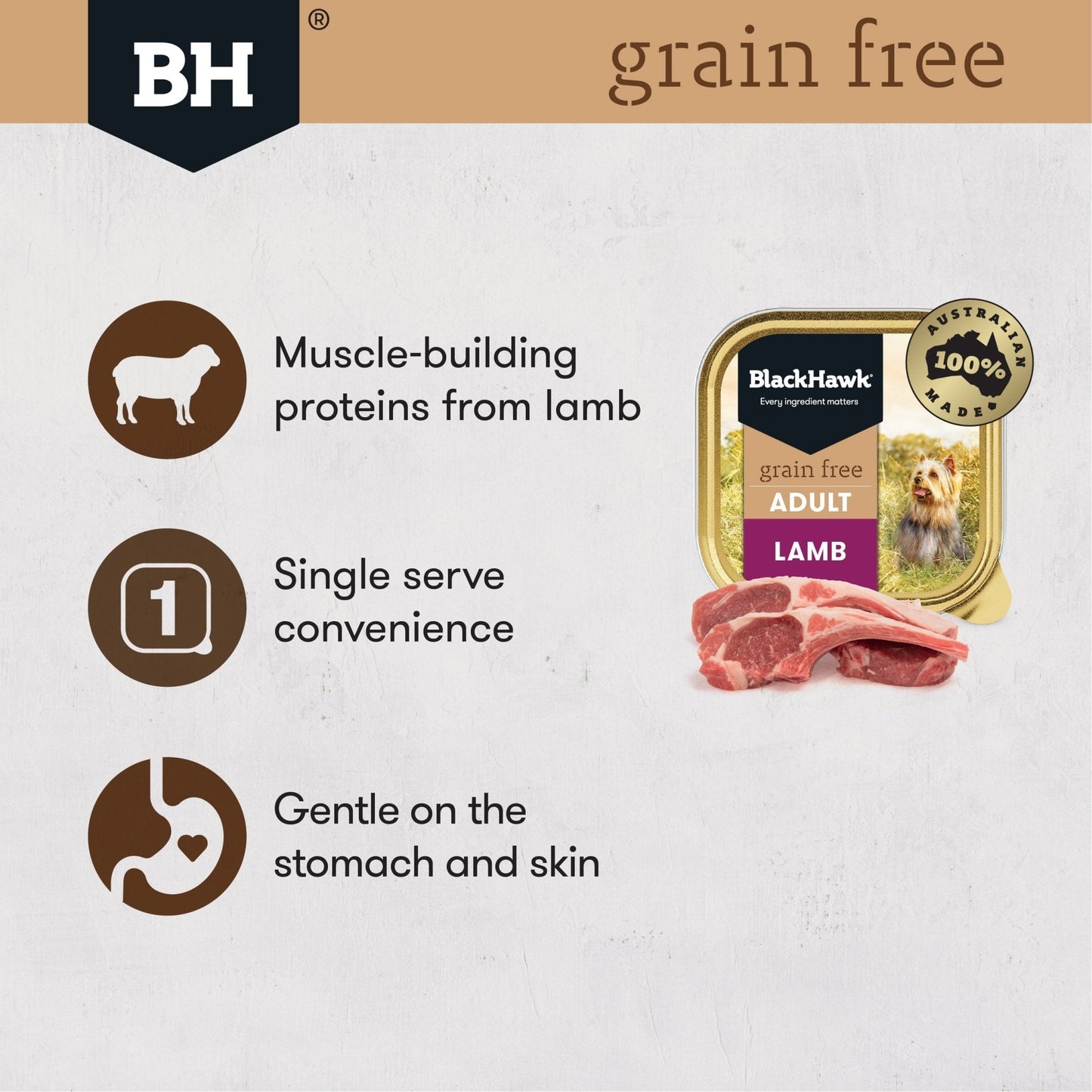 Black Hawk Grain Free Wet Dog Food 100g Lamb - Woonona Petfood & Produce