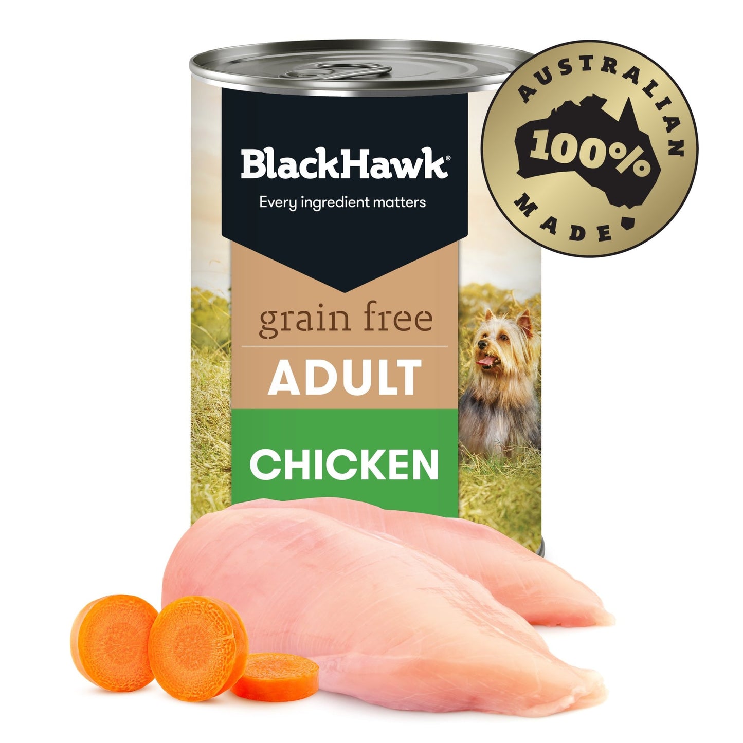 Black Hawk Grain Free Wet Dog Food 12x400g Chicken - Woonona Petfood & Produce