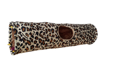 Bono Fido Cat Tunnel Velboa 90cm Leopard 26912 - Woonona Petfood & Produce