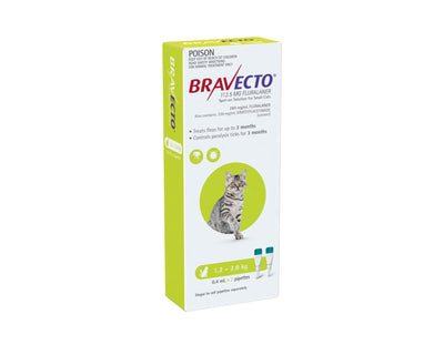 Bravecto Spot On for Cats 1.2 - 2.8kg 2 Pack Green