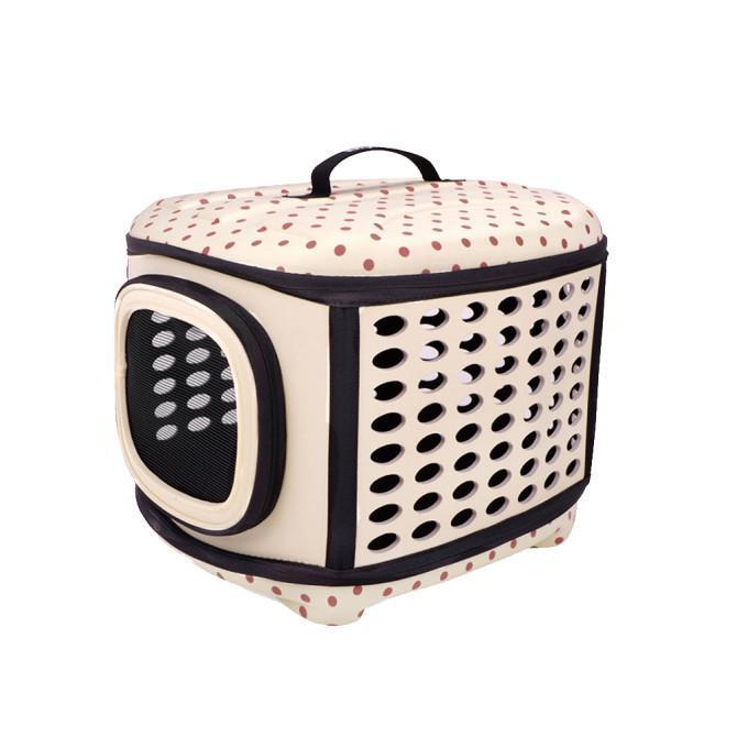 Carrier - Collapsible Traveling Hand Carrier Beige Ibiyaya - Woonona Petfood & Produce