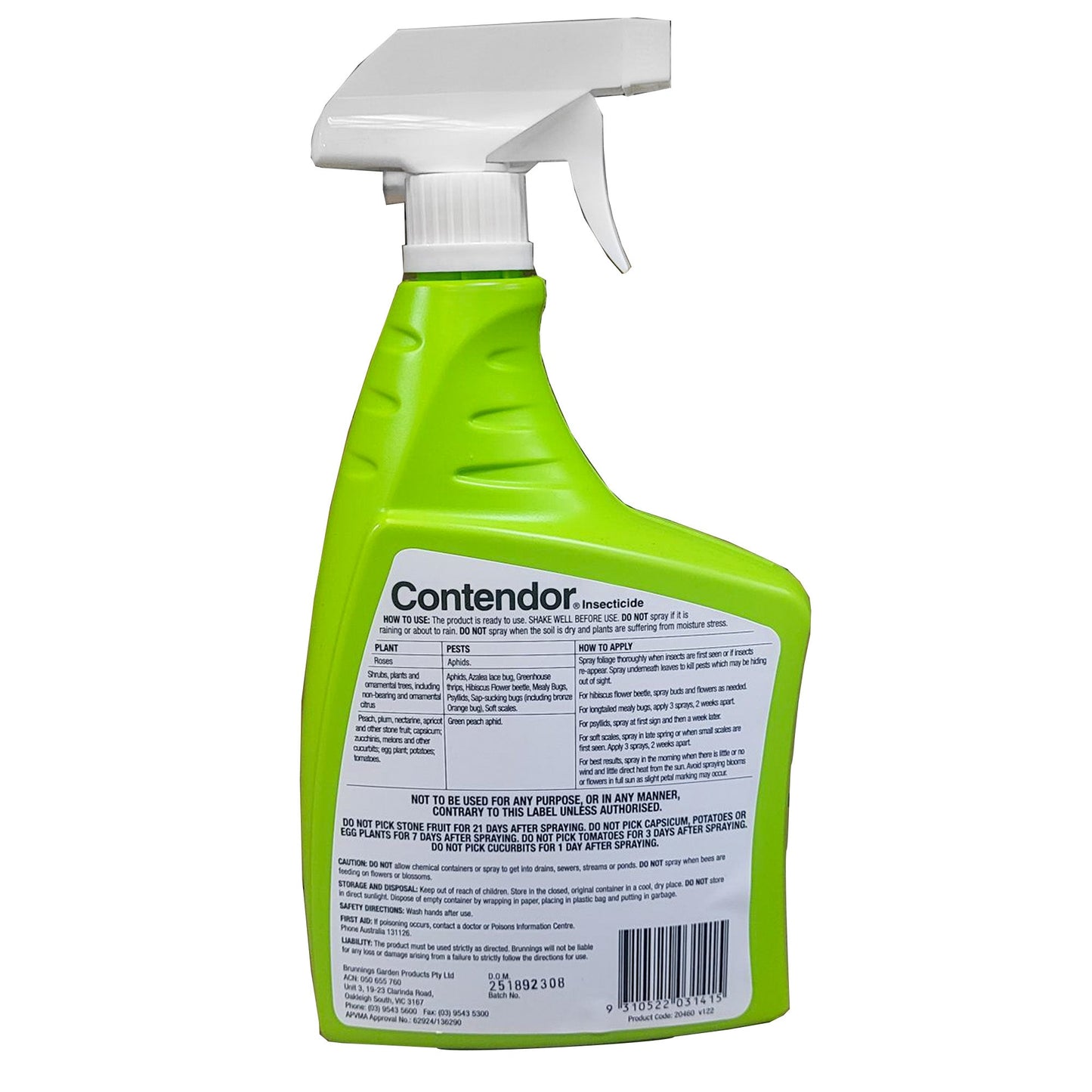 Contender Insecticicde 1 Litre RTU - Woonona Petfood & Produce