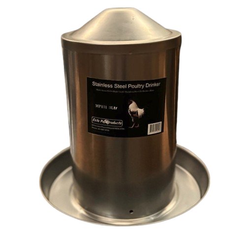 Elite Pet Stainless Steel Poultry Drinker 3 Litre - Woonona Petfood & Produce