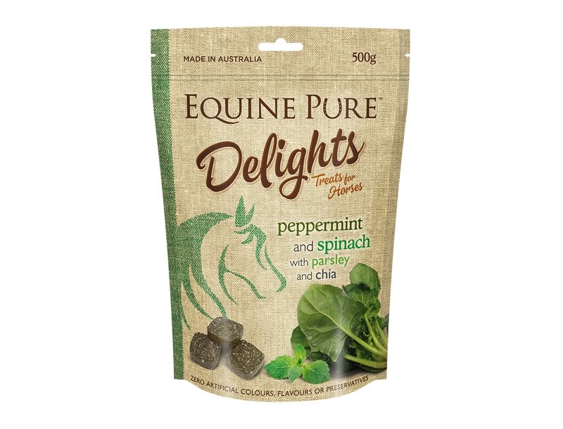 Equine Pure Delights Peppermint Spinach Parsley and Chia 500g - Woonona Petfood & Produce