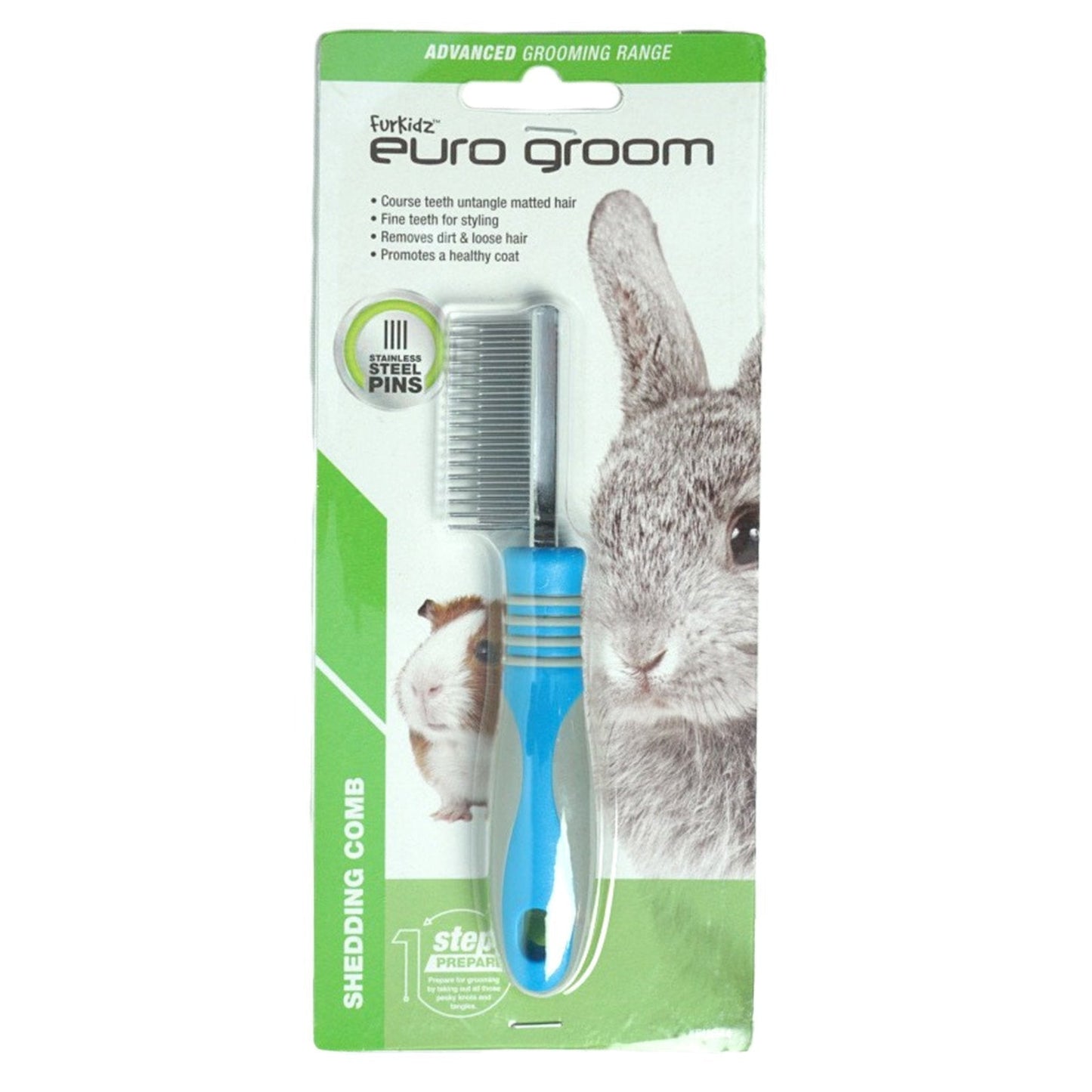 Euro Groom Mini Shedding Comb Small Pets - Woonona Petfood & Produce
