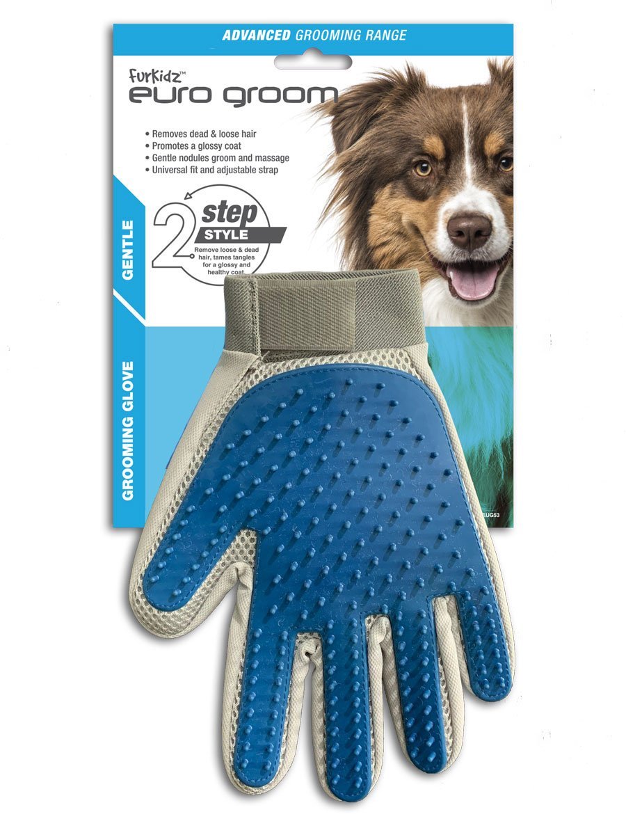 Euro Groom Pet Grooming Glove Dark Blue - Woonona Petfood & Produce