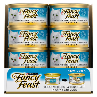 Fancy Feast Grilled Ocean Whitefish & Tuna in Gravy 85gx24 - Woonona Petfood & Produce