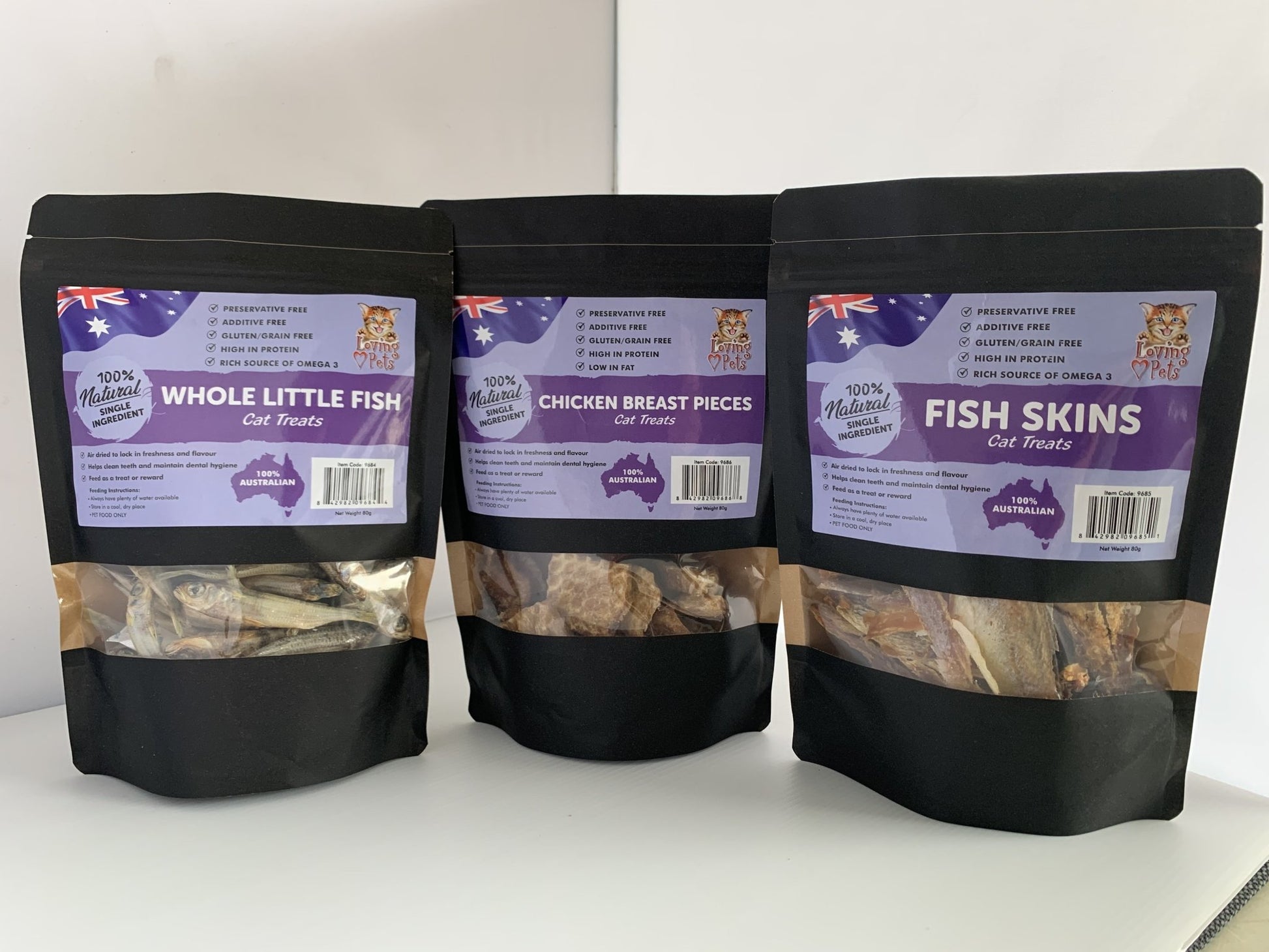 Fish Skins Cat Treats 80g Loving Pets 1 - Woonona Petfood & Produce