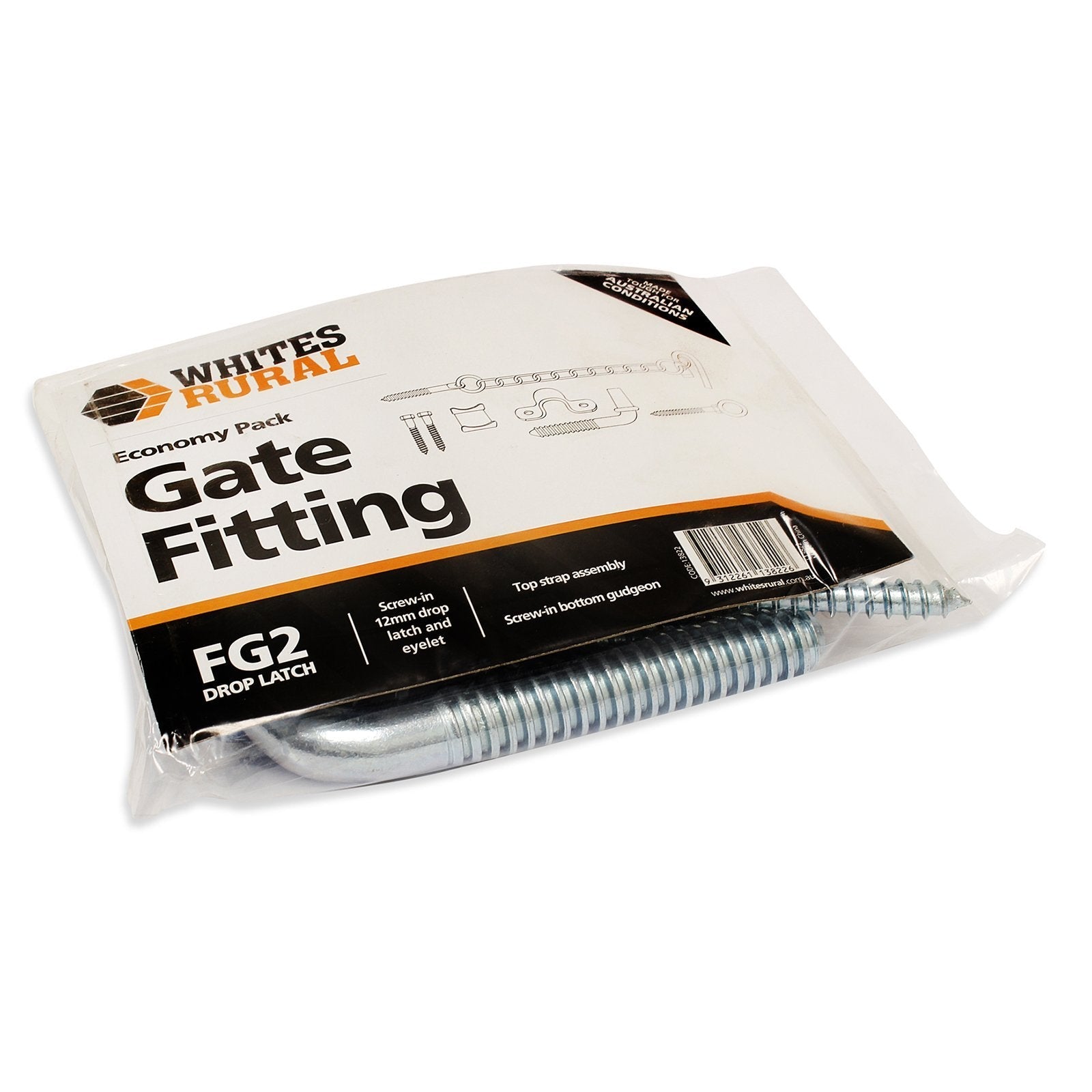Gate Fitting FG2 Drop Latch Economy 13822 Whites - Woonona Petfood & Produce