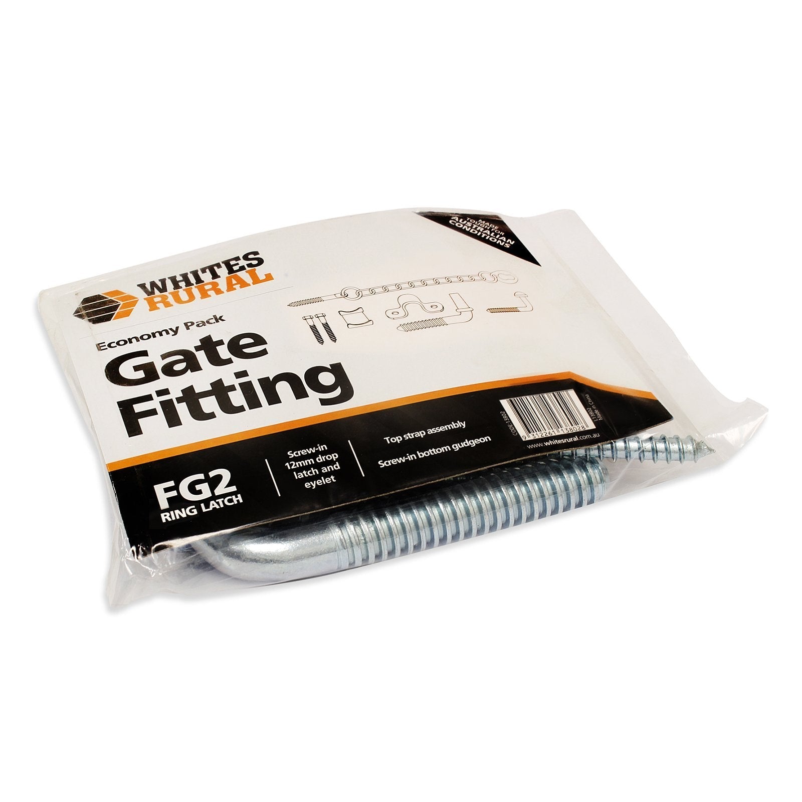 Gate Fitting FG2 Ring Latch Economy {13802} Whites - Woonona Petfood & Produce