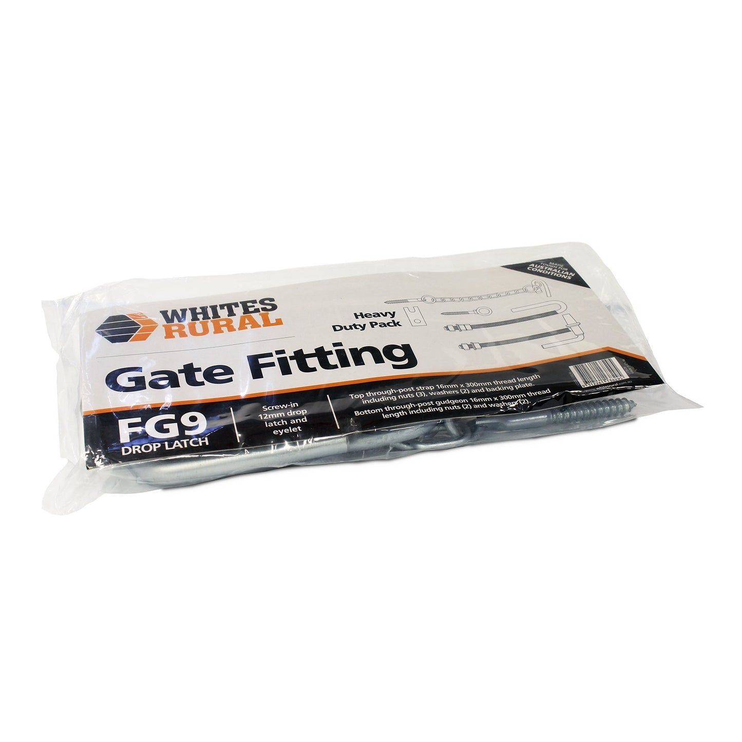 Gate Fitting FG9 Drop Latch Heavy Duty 13829 Whites - Woonona Petfood & Produce