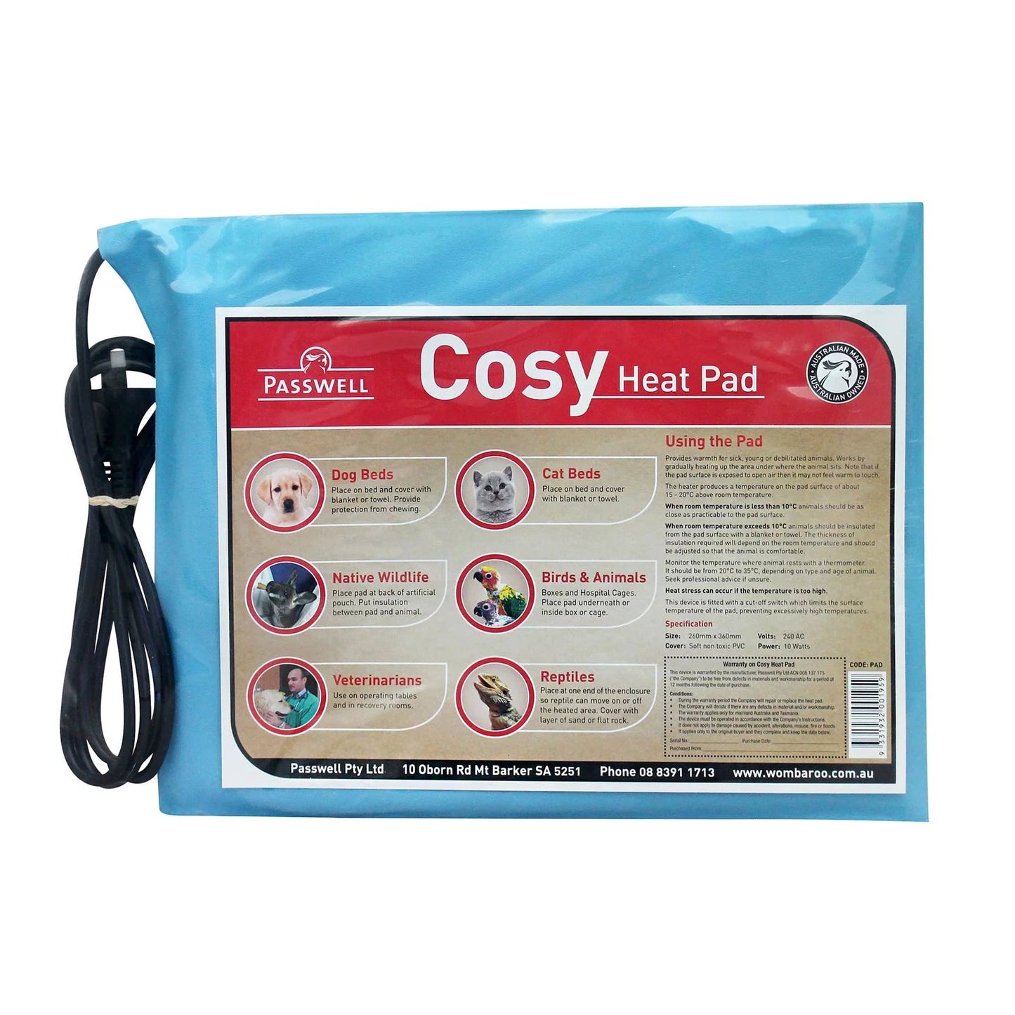 Heat Pad Cosy 260mmx360mm Paswell - Woonona Petfood & Produce