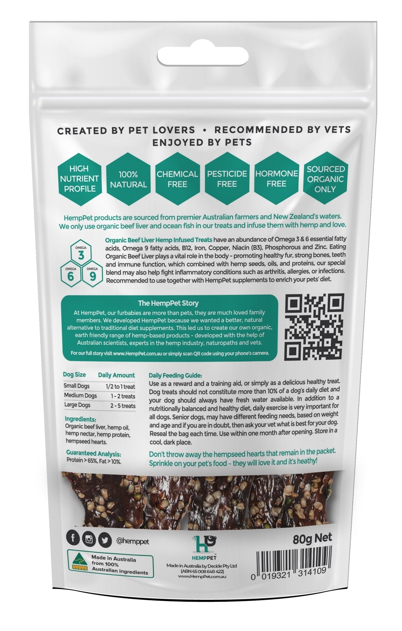 HemPet Hemp Treats - Organic Beef Liver for Dogs 80g - Woonona Petfood & Produce