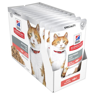Hill's Science Diet Adult Neutered Salmon Cat Food Pouches 12x85g - Woonona Petfood & Produce