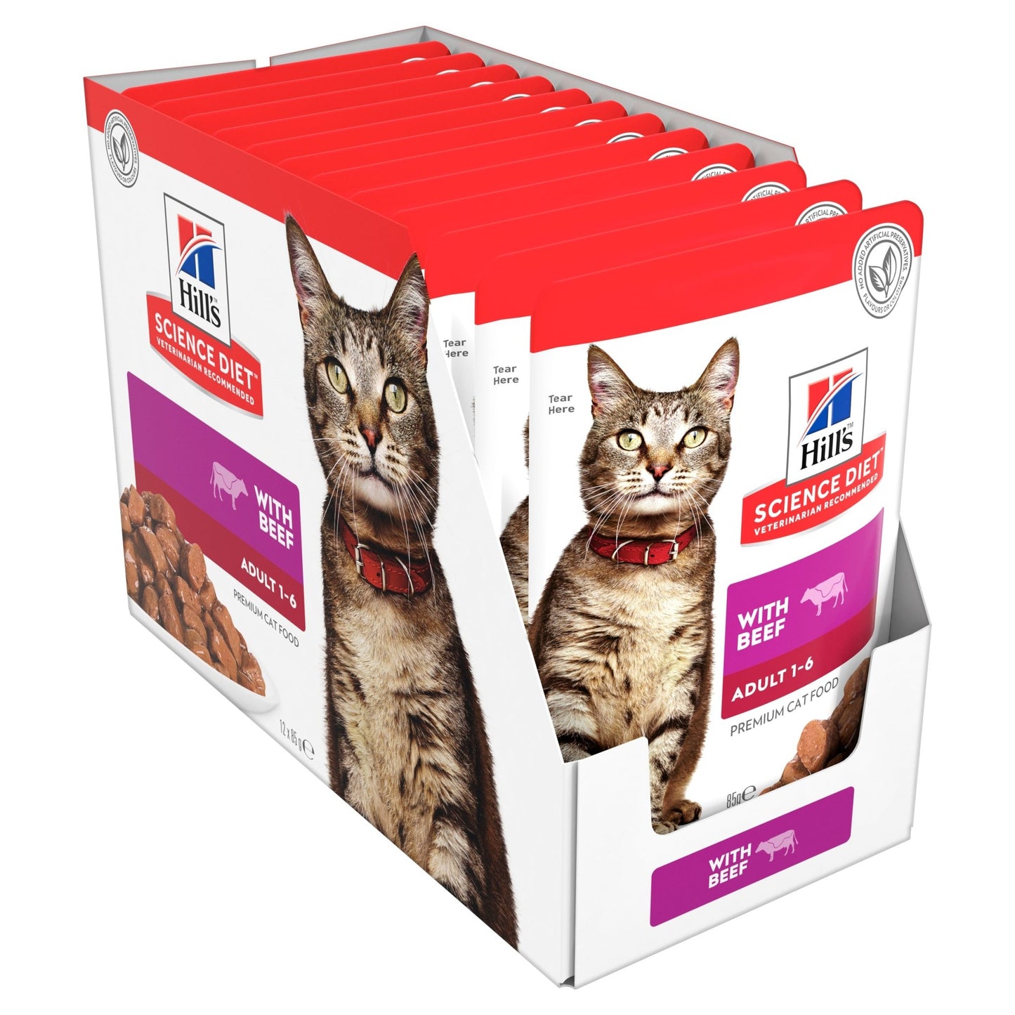 Hill's Science Diet Adult Optimal Care Beef Cat Food pouches 12x85g - Woonona Petfood & Produce