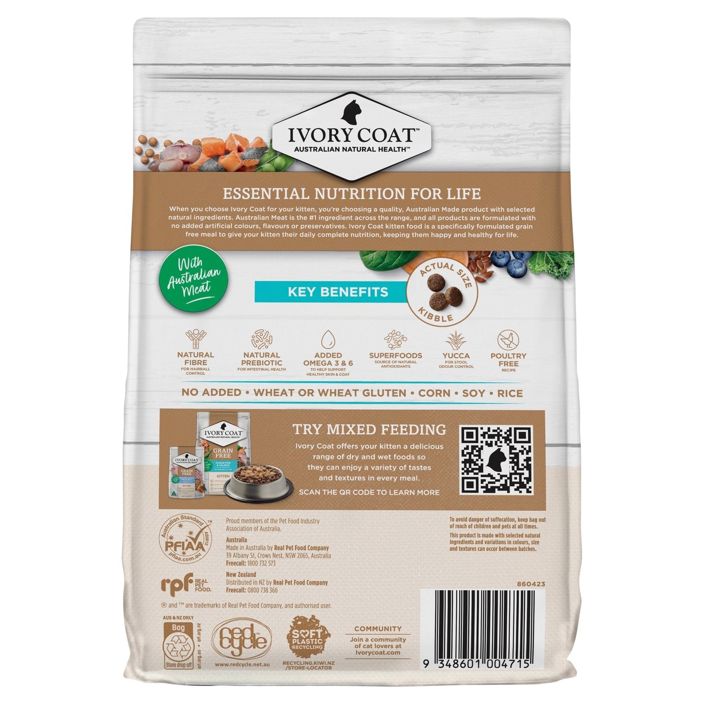 Ivory Coat Grain Free Cat Dry Food Kitten Ocean Fish 2kg - Woonona Petfood & Produce