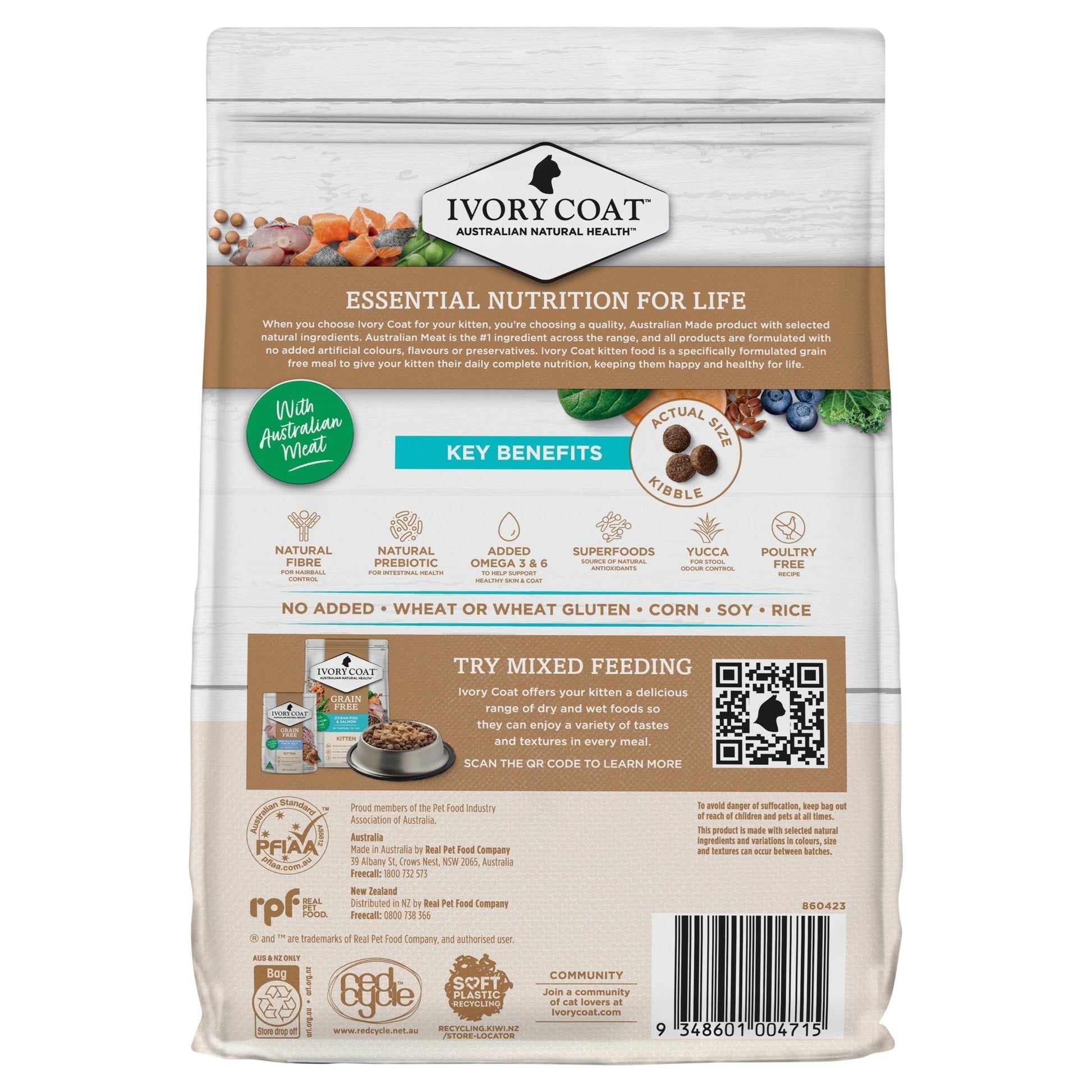 Ivory Coat Grain Free Cat Dry Food Kitten Ocean Fish 2kg - Woonona Petfood & Produce