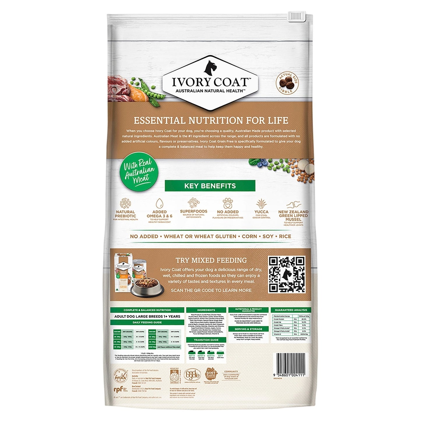 Ivory Coat Grain Free Dry Dog Food Adult Large Breed Lamb & Coconut Oil 13kg - Woonona Petfood & Produce
