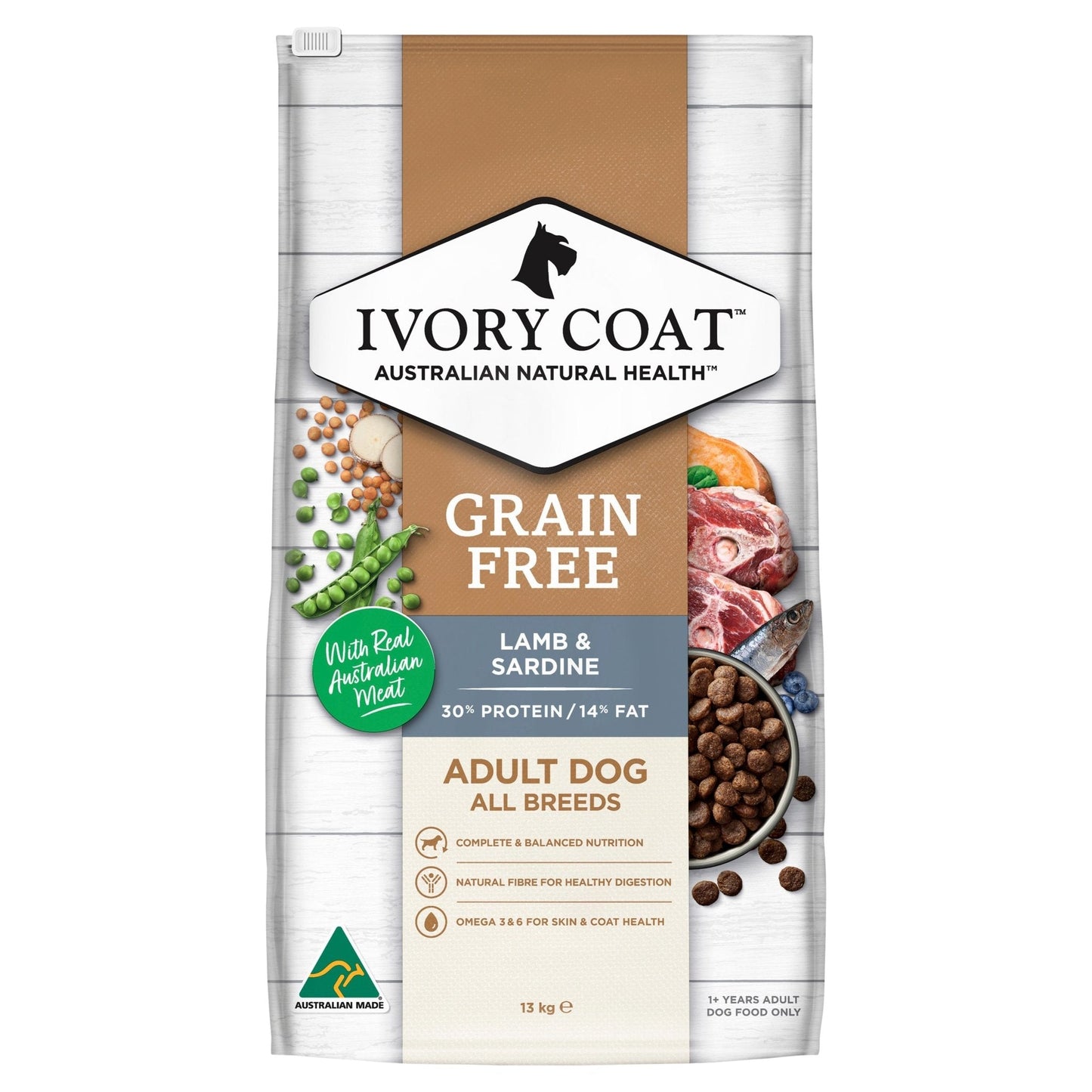 Ivory Coat Grain Free Dry Dog Food Lamb & Sardine - Woonona Petfood & Produce