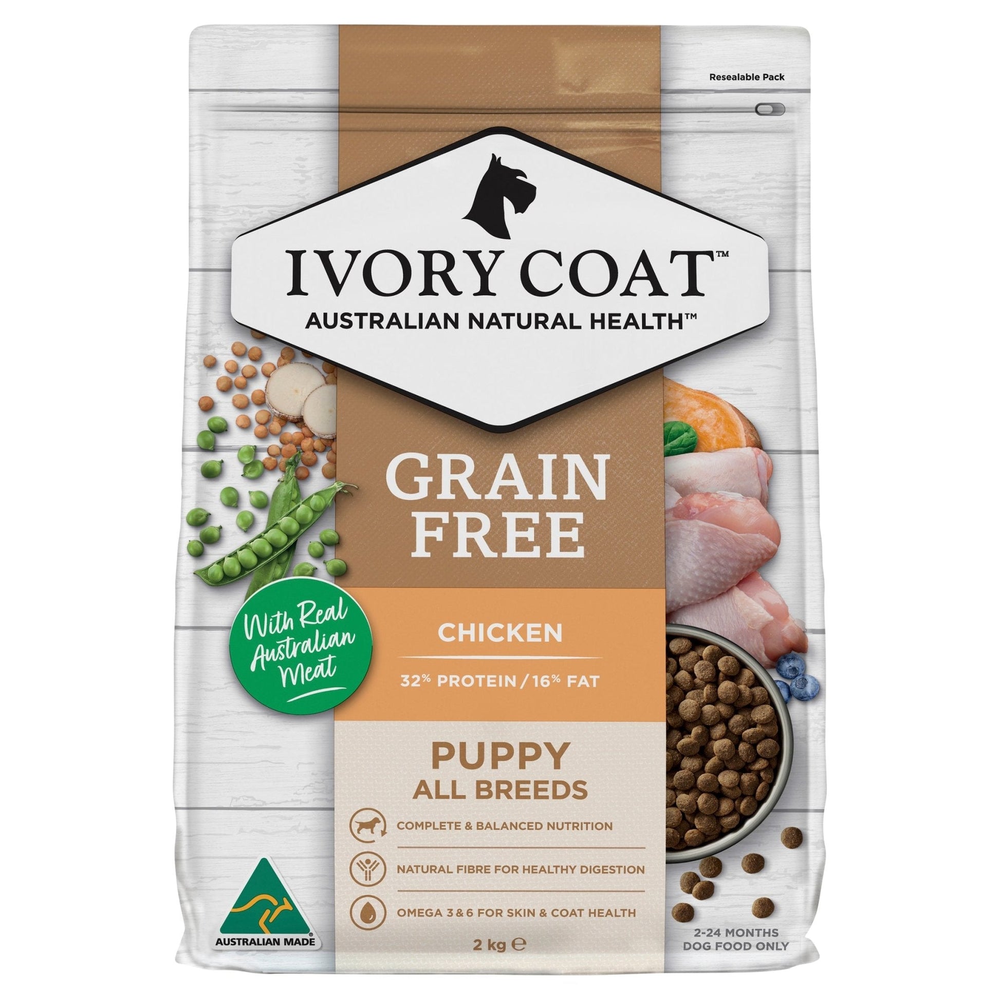 Ivory Coat Grain Free Dry Dog Food Puppy Chicken - Woonona Petfood & Produce
