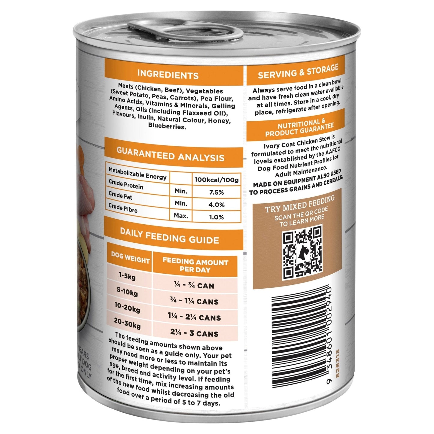 Ivory Coat Grain Free Wet Dog Food Chicken Stew 400g Can - Woonona Petfood & Produce