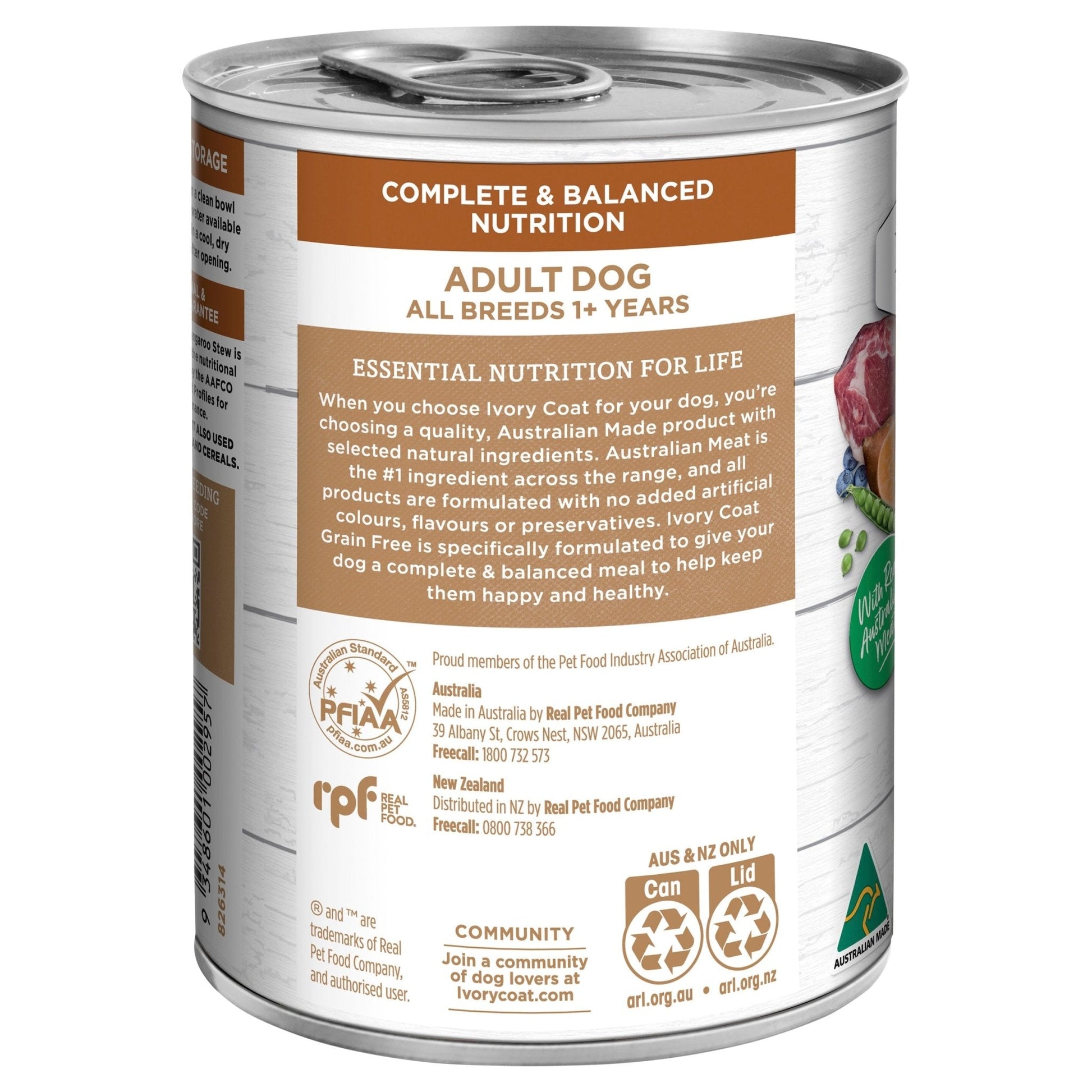 Ivory Coat Grain Free Wet Dog Food Lamb & Kangaroo 400g - Woonona Petfood & Produce