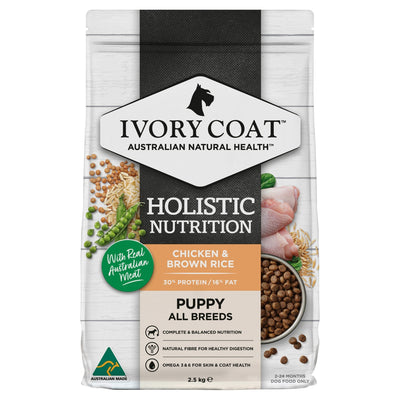 Ivory Coat Holistic Nutrition Dry Dog Food Puppy Chicken and Brown Rice 2.5kg - Woonona Petfood & Produce