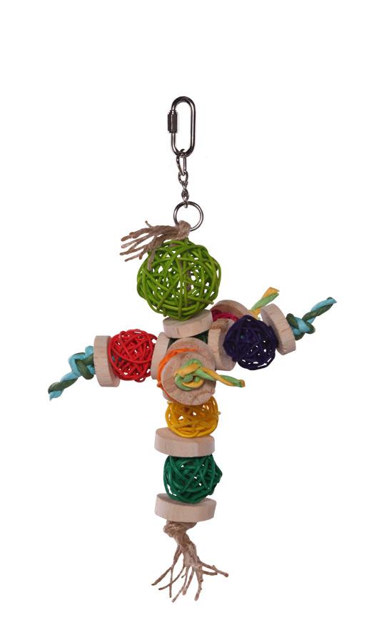 Kazoo Bird Toy Colourful Wicker Ball Small - Woonona Petfood & Produce