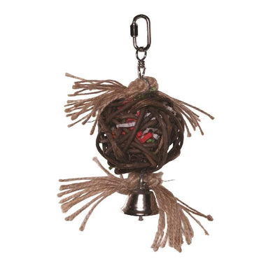 Kazoo Bird Toy Hanging Wicker Ball With Bell Medium