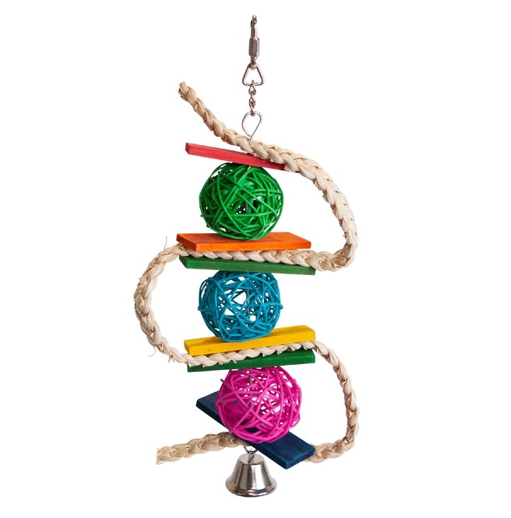 Kazoo Bird Toy Wicker Ball & Bell Snake Large - Woonona Petfood & Produce