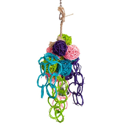 Kazoo Bird Toy Wicker Ball Bouquet Large