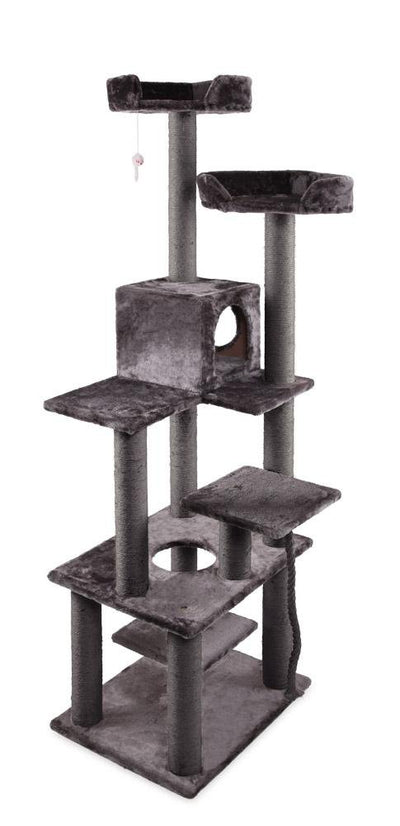 Kazoo Cat Scratch Post 7 Level Playground Charcoal