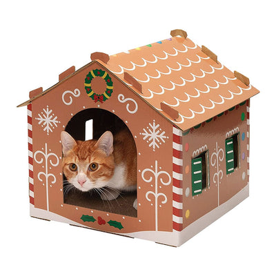 Kazoo Christmas Kitty Cardboard Gingerbread House - Woonona Petfood & Produce