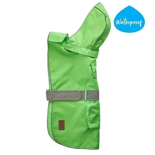 Kazoo Dog Coat Rainy Days Neon Green - Woonona Petfood & Produce