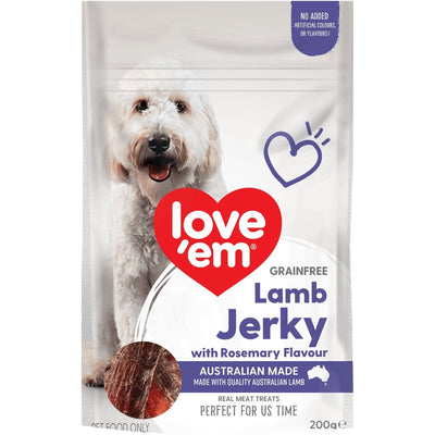 Love Em Lamb & Rosemary Jerky 200g - Woonona Petfood & Produce