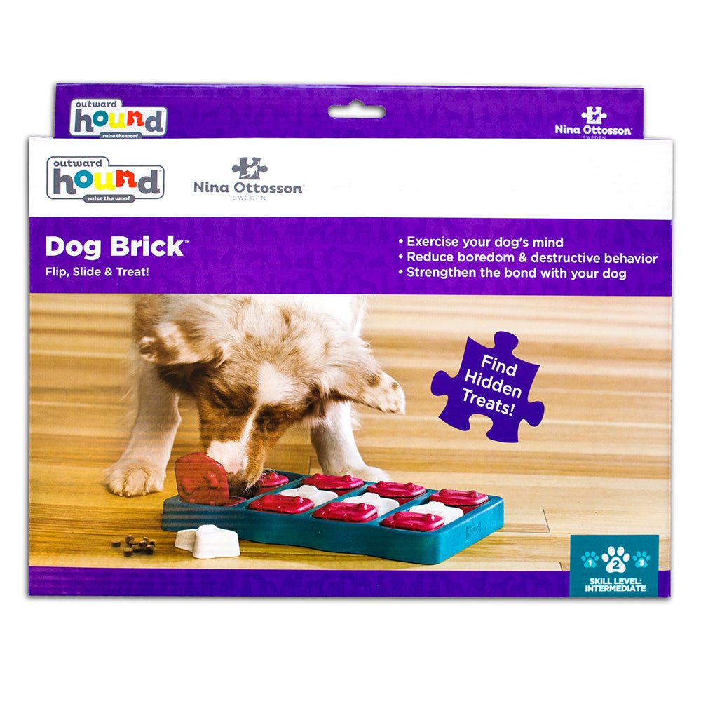 Nina Ottosson Brick Blue Treat Dispenser for Dogs - Woonona Petfood & Produce