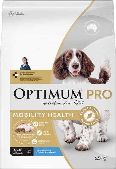 Optimum Pro Dry Dog Food Mobility Health Chicken Rice 2.5kg Woonona Petfood Produce