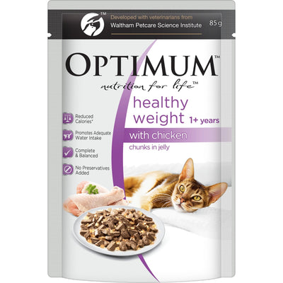 Optimum Wet Cat Food Healthy Weight Chunks in Jelly Chicken 15x85g