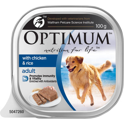 Optimum Wet Dog Food Chicken & Rice 12x100g
