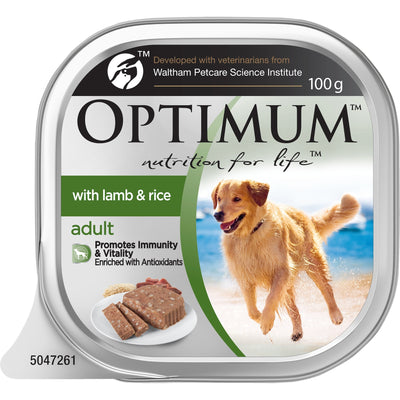 Optimum Wet Dog Food Lamb & Rice 12x100g - Woonona Petfood & Produce