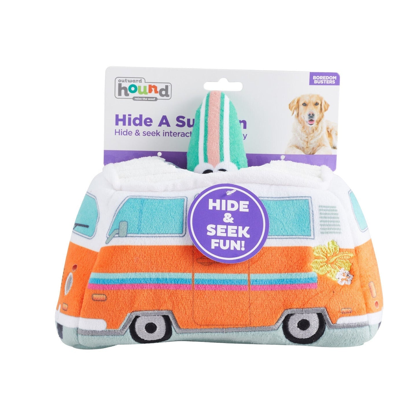 Outward Hound Hide A Surf Van Plush Puzzle Dog 3 Squeaker Toys - Woonona Petfood & Produce