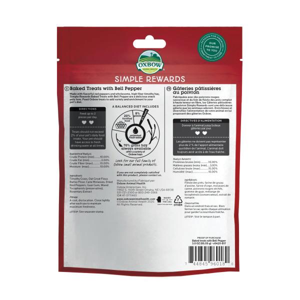 Oxbow Simple Rewards Bell Pepper 85g - Woonona Petfood & Produce
