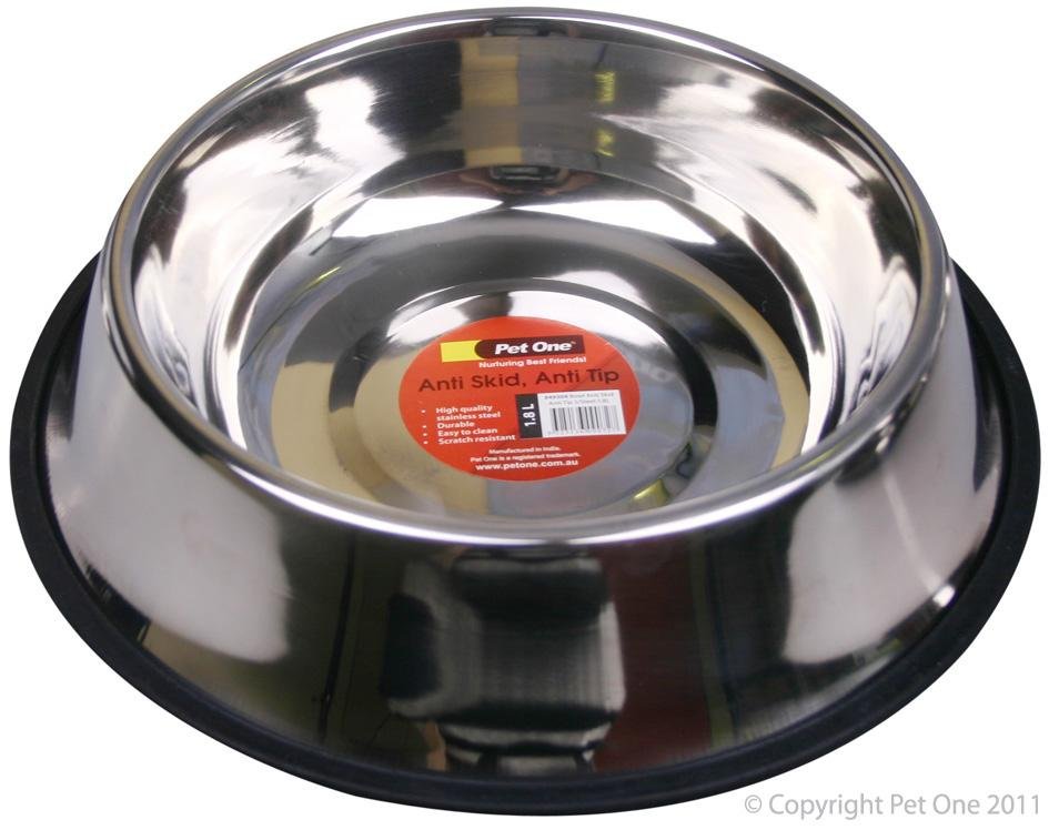 Pet One Bowl Anti Skid Anti Tip Stainless Steel - Woonona Petfood & Produce