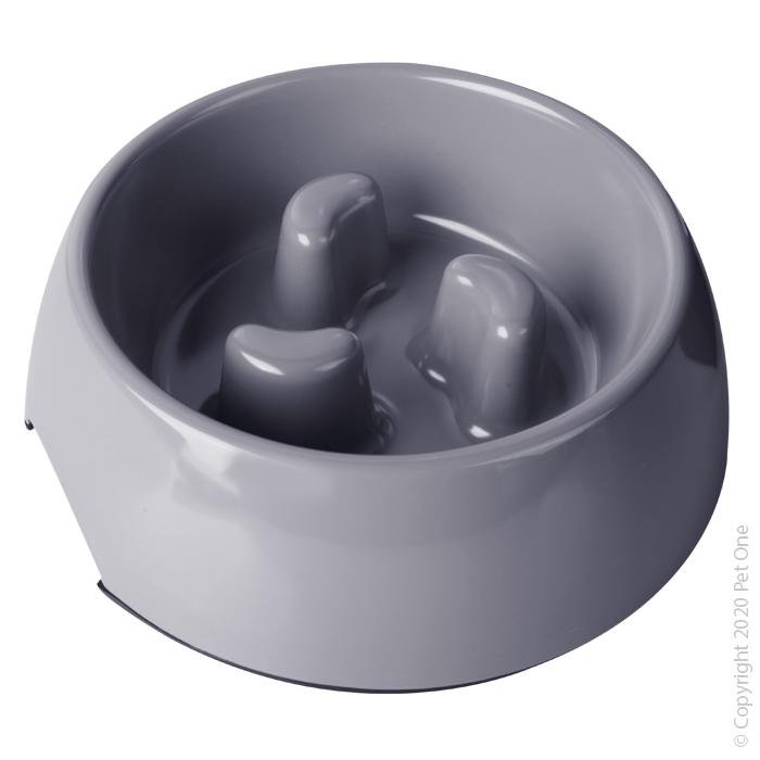 Pet One Bowl Slow Down Feeder Light Grey - Woonona Petfood & Produce