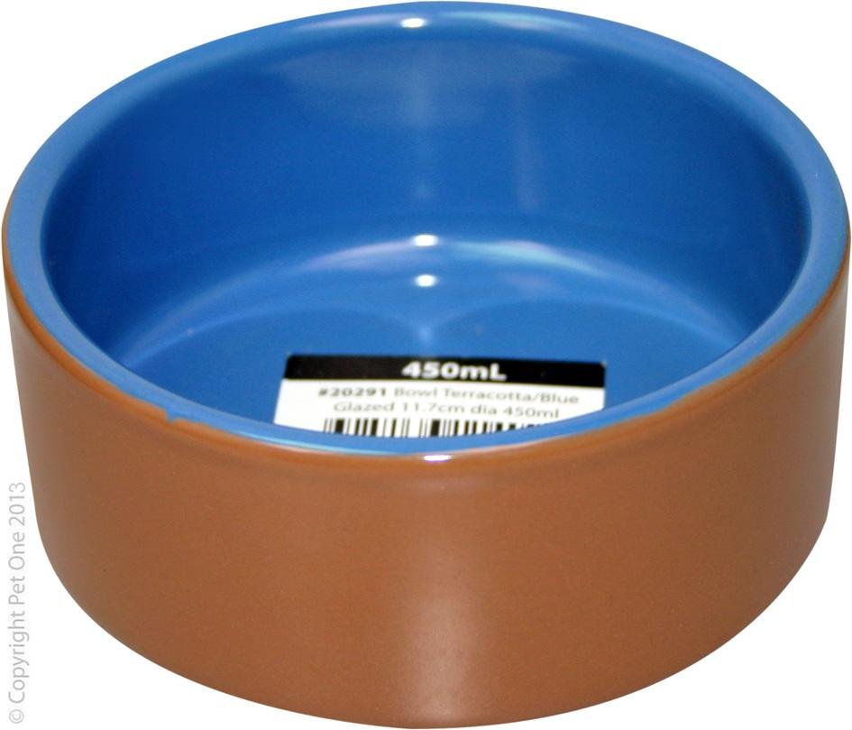 Pet One Bowl Terracotta Blue - Woonona Petfood & Produce