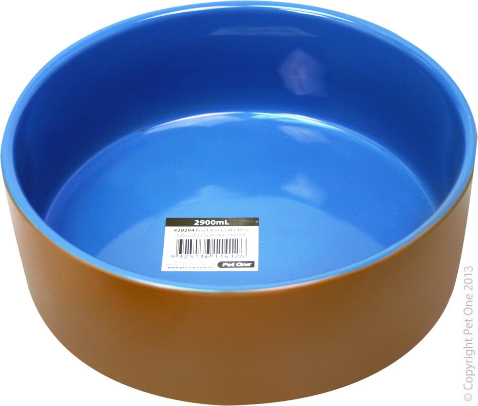 Pet One Bowl Terracotta Blue - Woonona Petfood & Produce