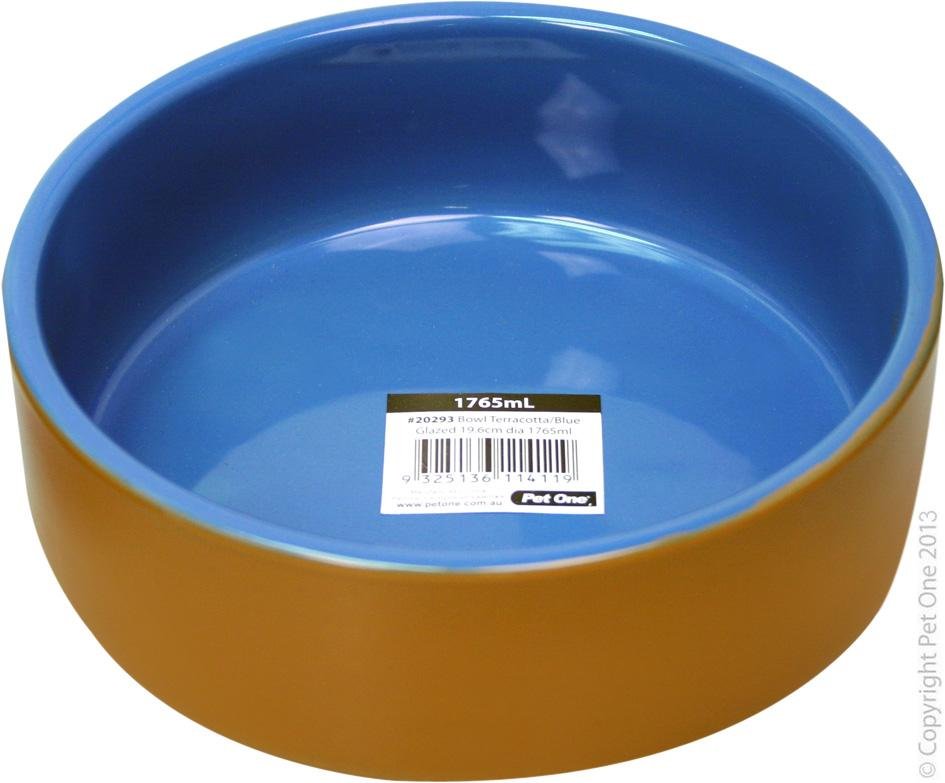Pet One Bowl Terracotta Blue - Woonona Petfood & Produce