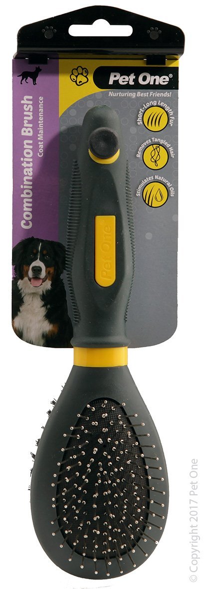 Pet One Bristle & Metal Pin Brush - Woonona Petfood & Produce
