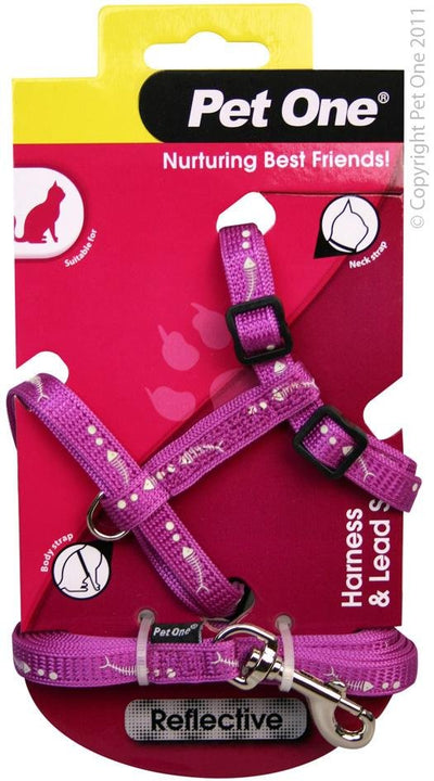 Pet One Cat Harness & Lead Set Reflective 15-22.5cm 180cm