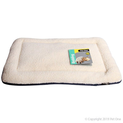 Pet One Dog Bed Rectangular Cushion Waterproof Base with Sheepskin Top